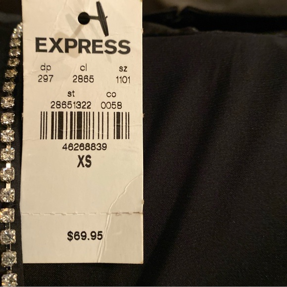 Express Black Satin Blouse With Clear Stone Bow Back NWT - Picture 5 of 6